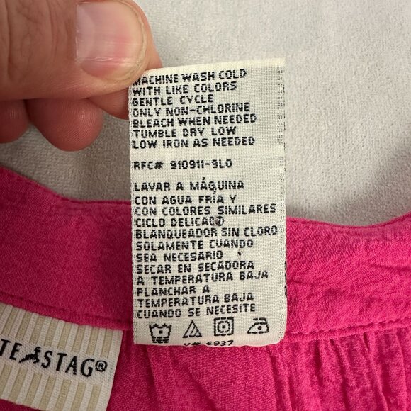 White Stag Womens Pink Button-Front Crinkle Blouse XL Polyester/Rayon/Spandex - Picture 6 of 6